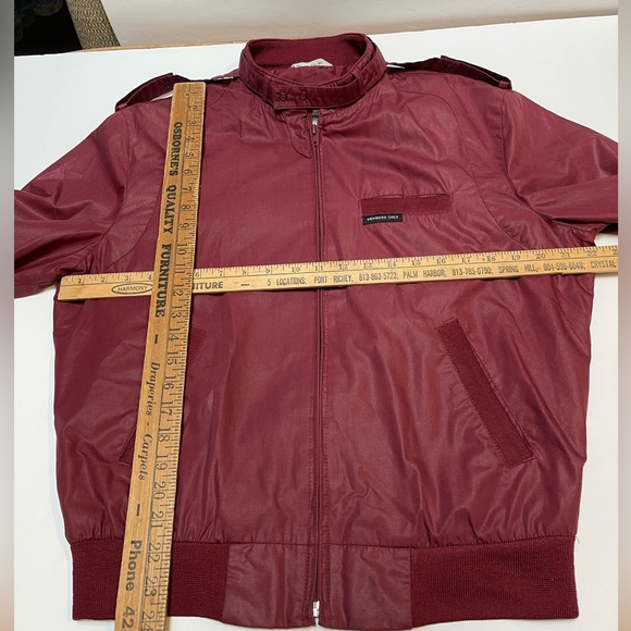 Mens Members Only Jacket Size 42 Burgundy Racer Lined Bomber Europe Craft - Picture 7 of 10